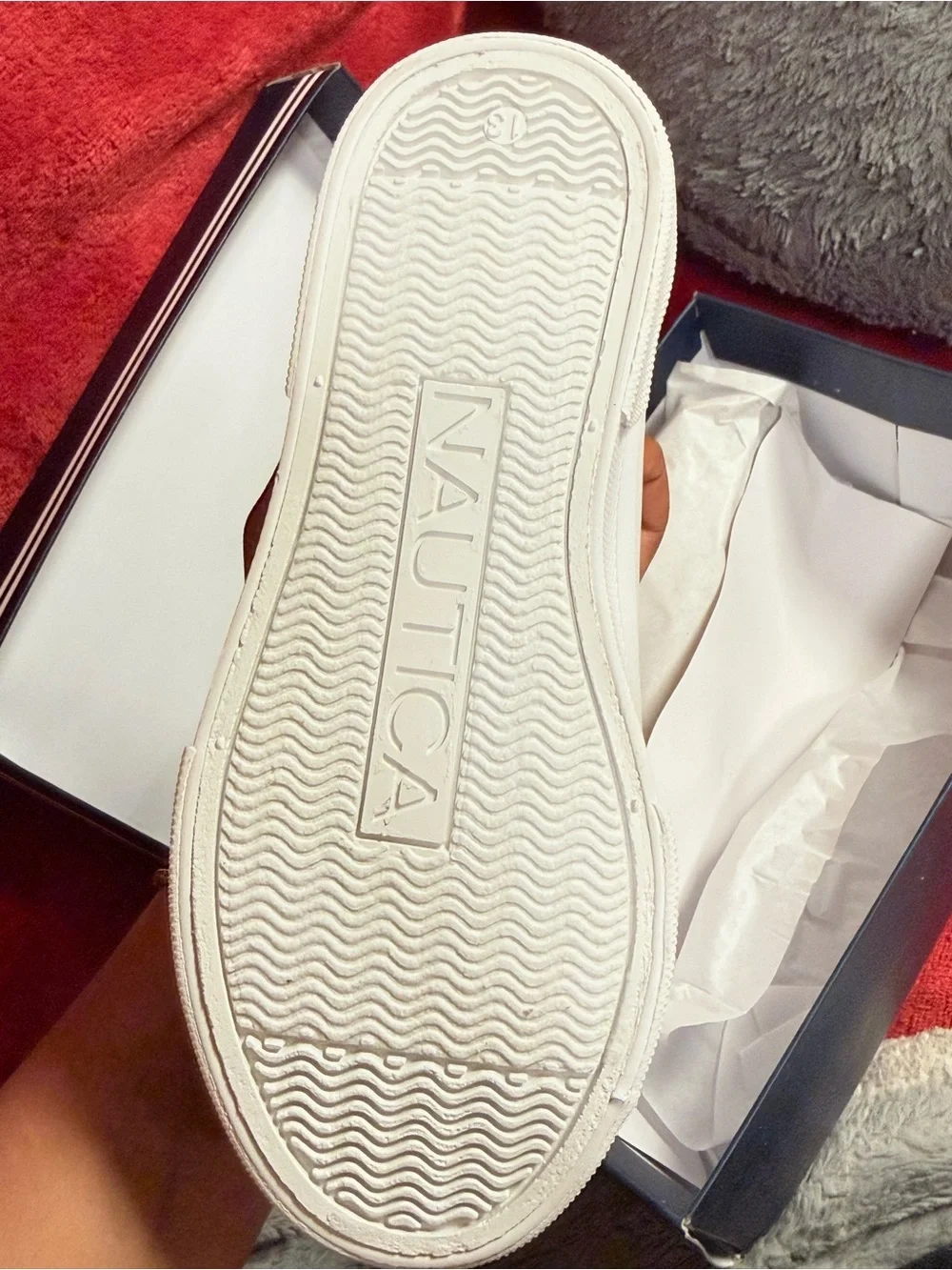 Kids/Youth White Nautica Casual Lace-Up Sneakers with Subtle Trim